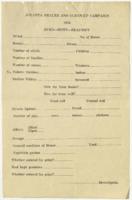Atlanta Health and Clean-Up Campaign Form, 1926