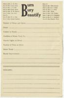 Blank "Burn Bury Beautify" Form, circa 1920