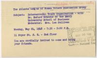 Atlanta League of Women Voters Invitation, May 1948