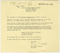 Correspondence and Legislative Newsletter from the League of Women Voters of Georgia, January 17, 1957