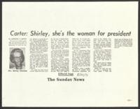 "Carter: Shirley, She's the Woman for President" Article, August 22, 1971