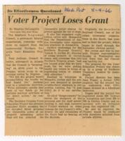 "Voter Project Loses Grant", August 4, 1966