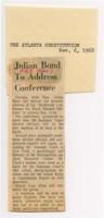 "Julian Bond to Address Conference", November 6, 1968