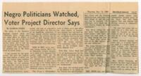 "Negro Politicians Watched, Voter Project Director Says", December 12, 1968