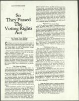 "So They Passed the Voting Rights Act", May 1982