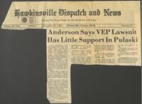 "Anderson Says VEP Lawsuit Has Little Support in Pulaski", December 21, 1983