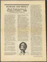 "Increase and Impact: Black Participation in Southern Politics, 1984", Summer 1984