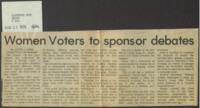 "Women Voters to Sponsor Debates", August 31, 1976