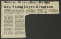 "Renew, Strengthen Voting Act, Young Urges Congress", March 8, 1975