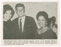 Presidential Candidate, Mrs. John F. Kennedy, and Mrs. Aretha B. McKinley at Howard University, circa 1960