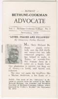Reprint "Bethune-Cookman Advocate" Published by Bethune-Cookman College, Vol 1. No. 1 November 1950, November 1950