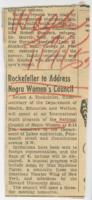 "Rockefeller to Address Negro Women's Council" Article, November 11, 1965