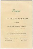 "Testimonial Luncheon in honor of Mrs. Mary Church Terrell", October 10, 1953