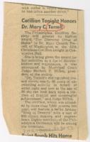 "Cotillion Tonight Honors Dr. Mary C. Terrell", December 30, 1953