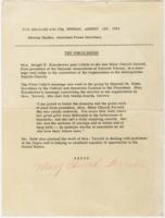 White House Press Release on Mary Church Terrell, August 1st, 1954