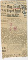 "Mary Terrell Helped Found the N.A.A.C.P." Article, July 29, 1954