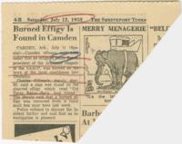 "Burned Effigy is Found in Camden" Article, July 12, 1958
