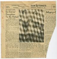 "Ex-Slaves' Daughter to Be Feted" Article, March 20, 1951