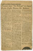 "Truman Says 'No Retreat' in Equal Rights Fight; Praises Dr. Bethune" Article, November 16, 1949