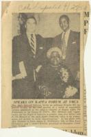 "Speaks on Kappa Forum at YMCA" Article, April 27, 1953