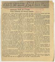 "Mary McLeod Bethune Recounts Thrill of Tribute From Children of Whole Country" Article, June 5, 1954