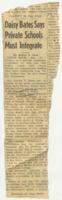 "Daisy Bates Says Private Schools Must Integrate" Article, September 18, 1958