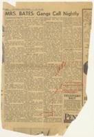 "Mrs. Bates: Gangs Call Nightly" Article, November 6, 1958