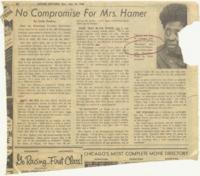 "No Compromise for Mrs. Hamer" Article, Monday, August 26, 1963