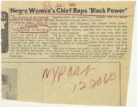 Negro Women's Chief Raps 'Black Power'" Article, October 24, 1969