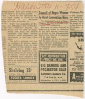 "Council of Negro Women to Hold Convention Here" Article, November 7, 1954