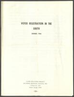 "Voter Registration in the South", 1966