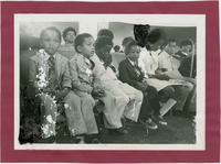 A Group of Children Sitting in a Church Pew During the National Women's Candlelight Prayer Service, April 5, 1981
