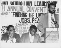 Joseph E. Lowery and Fred Shuttlesworth Listen to Montgomery County Commissioner John Knight, August 1985
