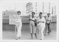 Evelyn G. Lowery With Others Holding Signs Protesting Apartheid, circa 1986