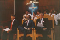 Dick Gregory and Others Sitting in Church During a SCLC Board Meeting, April 1990