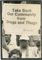 A Demonstrator Holding an Anti-Drug Sign, circa 1983