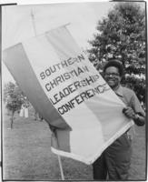 Golden Frinks Holding a SCLC Banner, June 1980