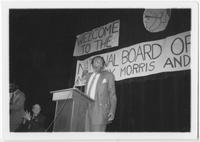 Dick Gregory Speaks at a Youth Drug and Alcohol Abuse Campaign Event, April 15, 1986