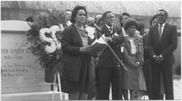 Coretta Scott King Speaks in Front of the Tomb of Martin Luther King, Jr., circa 1990