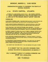 "Demonstration March to Preserve the Rights of Georgia Workers" Flyer, 1992
