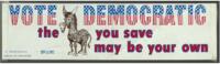 "Vote Democratic" Car Bumper Sticker, circa 1984