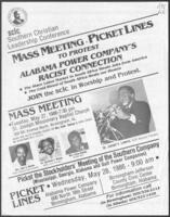 SCLC Mass Meeting to Picket Southern Power Companies Flyer, 1986