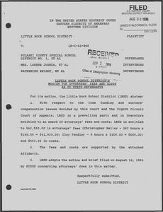Court Filings: District Court, Little Rock School District's (LRSD's) motion for attorneys' fees and costs as to state defendants, and affidavits
