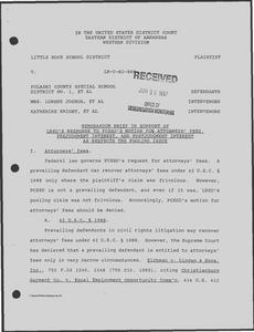 Court filings: District Court, memorandum brief in support of Little Rock School District's (LRSD's) response to Pulaski County Special School District's (PCSSD's) motion for attorneys' fees, prejudgment interest, and postjudgment interest as respects the pooling issue