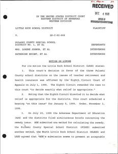 Court filings concerning judgment with regard to the teacher retirement and health insurance remedy and ODM report, ''Specialty Programs in the Pulaski County Special School District (PCSSD)''