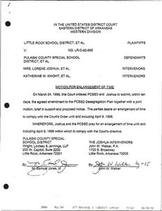 Court filings concerning PCSSD's March 24 plan, ADE project management tool, and ODM ''Secondary School Facilities in the Pulaski County Special School District (PCSSD)'' report