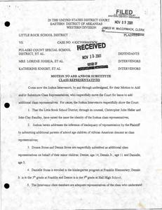 Court filings concerning motion to add and/or substitute class representatives, motion in Limine to prohibit testimony by Office of Desegregation Management, and motion to compel PCSSD compliance with Plan 2000, Section F (discipline)