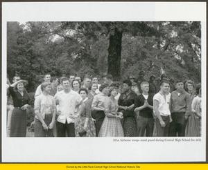 Students outside Central High School during bomb-scare "fire drill"