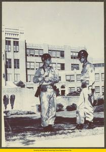 National Guard troops in front of Central High School