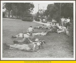 National Guard and 101st Airborne soldiers resting at Central High School